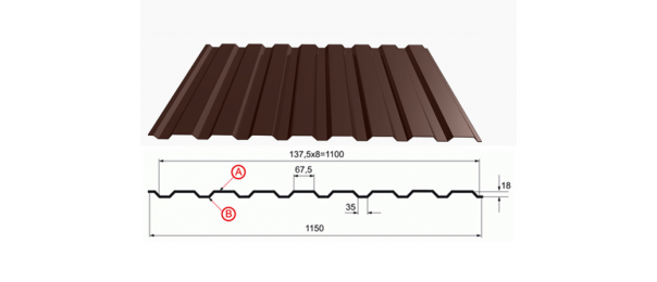 Профнастил коричневый оцинкованный  RAL 8017 С-20 купить недорого в Бояркино