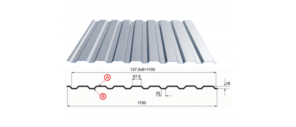 Профнастил оцинкованный С-20 1100x2500 купить недорого в Бояркино